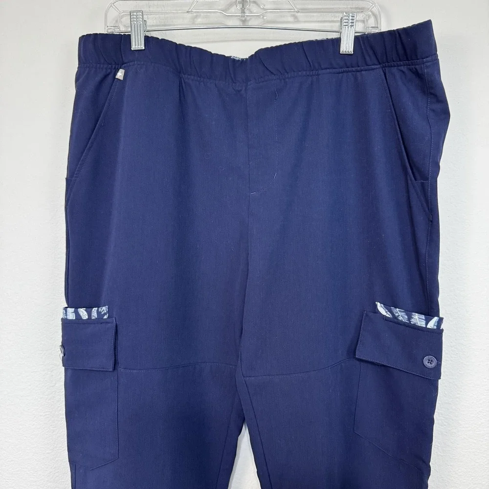 FIGS Technical Collection Scrub Pants Mens XL Navy Cargo Drawstring‎ M19SW2001